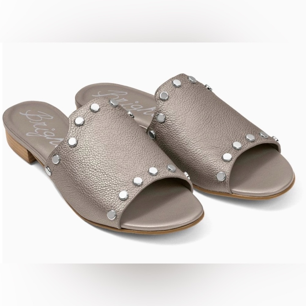 Brighton silver studded mules